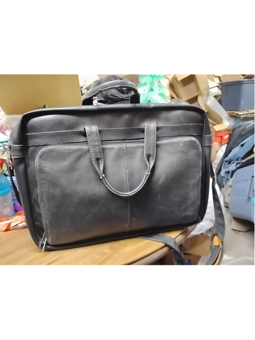 Bill Blass Executive Black Leather Laptop Briefcase Messenger Bag